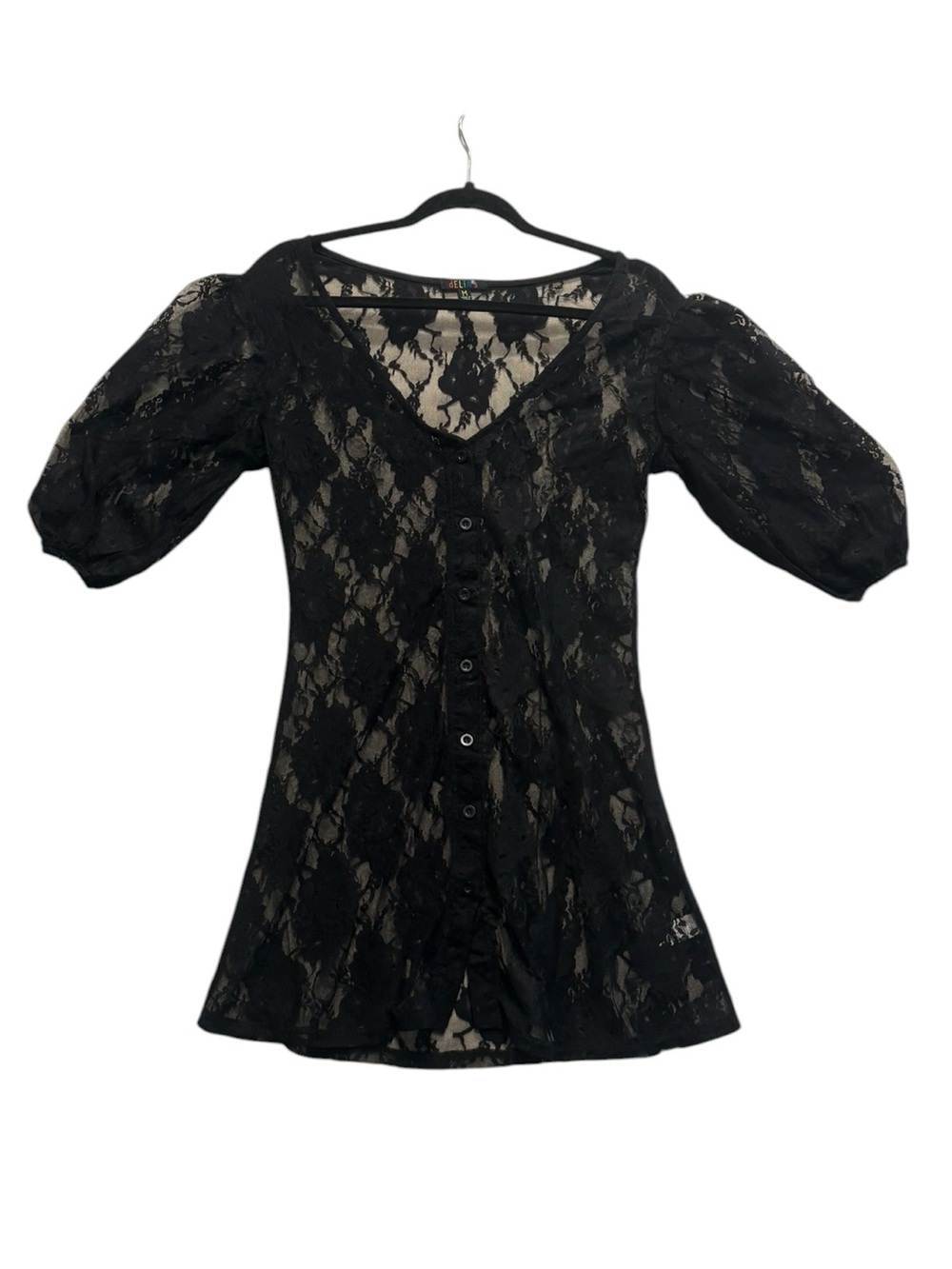 dELiA*s Black Lace Button-Front Dress